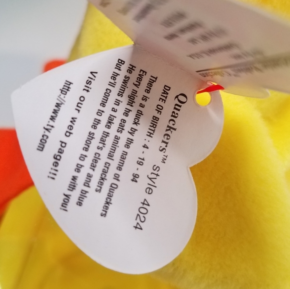 TY Quackers the Duck Beanie Baby Yellow Case 90s Y2K - Picture 2 of 5